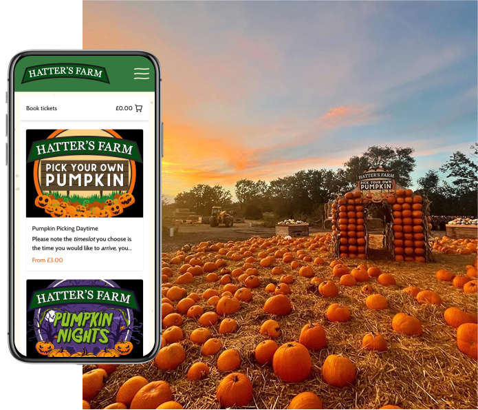 Hatter's Farm attraction ticketing system on mobile